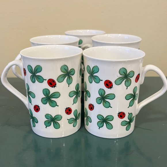 Vintage Other - Vintage Red Sea Intl Shamrocks and Ladybug Ceramic Mug Set. 5 mugs.